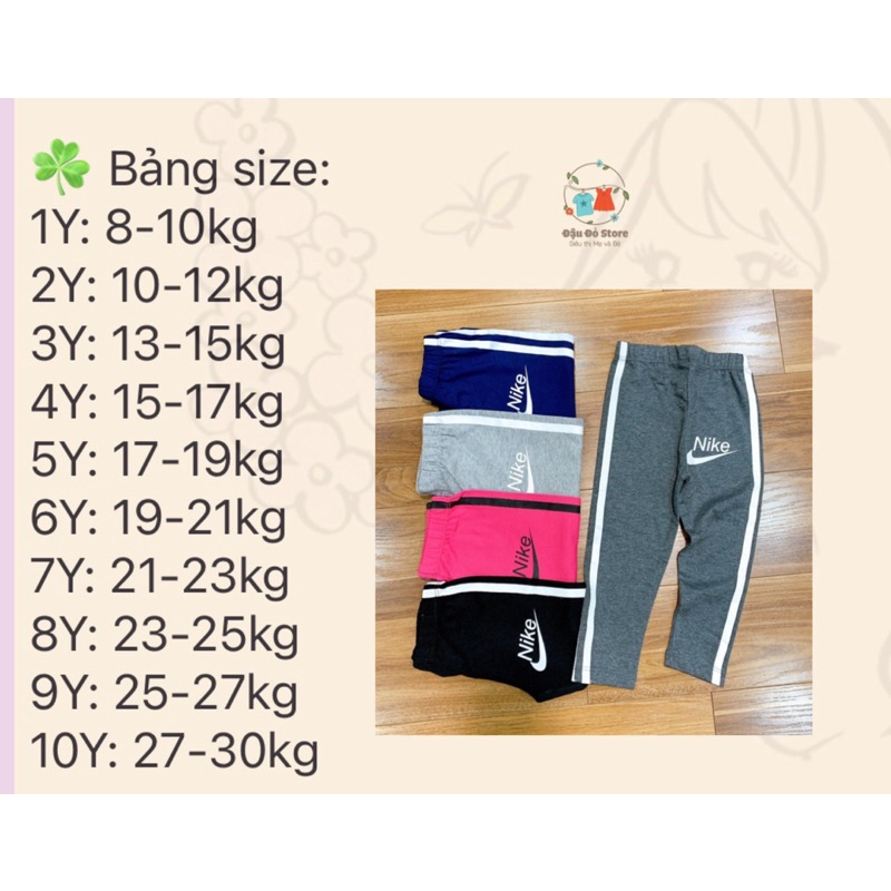 Quần legging Bé Gái phối sọc thun cotton co giãn 4 chiều size 1-10Y - Quần dài thu đông Bé gái