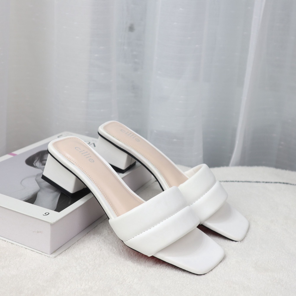 Guốc nữ quai ngang cao cấp quai êm mềm hot trend gót vuông cao 5cm mang đi làm đi chơi Cillie 1075