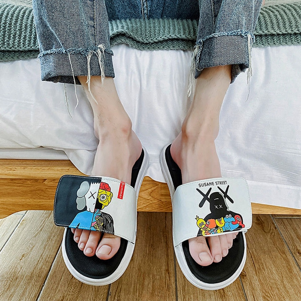 Dép nam nữ Susame Kaws - Dép quai ngang xé dán