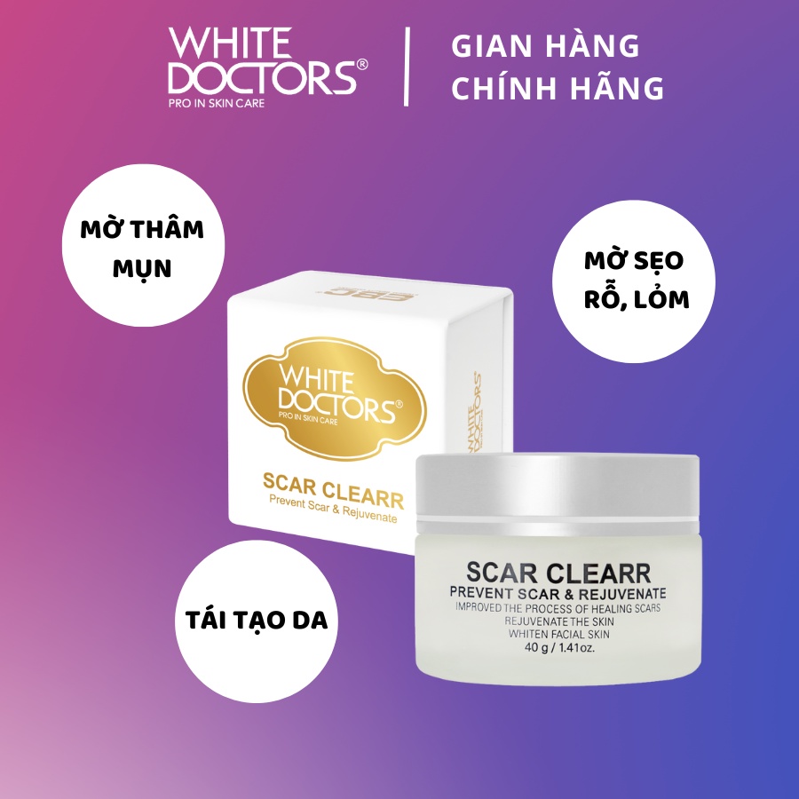 Kem mờ sẹo thâm rỗ White Doctors Scar Clearr trẻ hóa làn da 40g