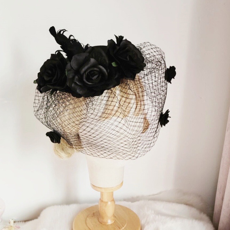 Mạng Che Mặt Đính Hoa Phong Cách Gothic Cho Cô Dâu