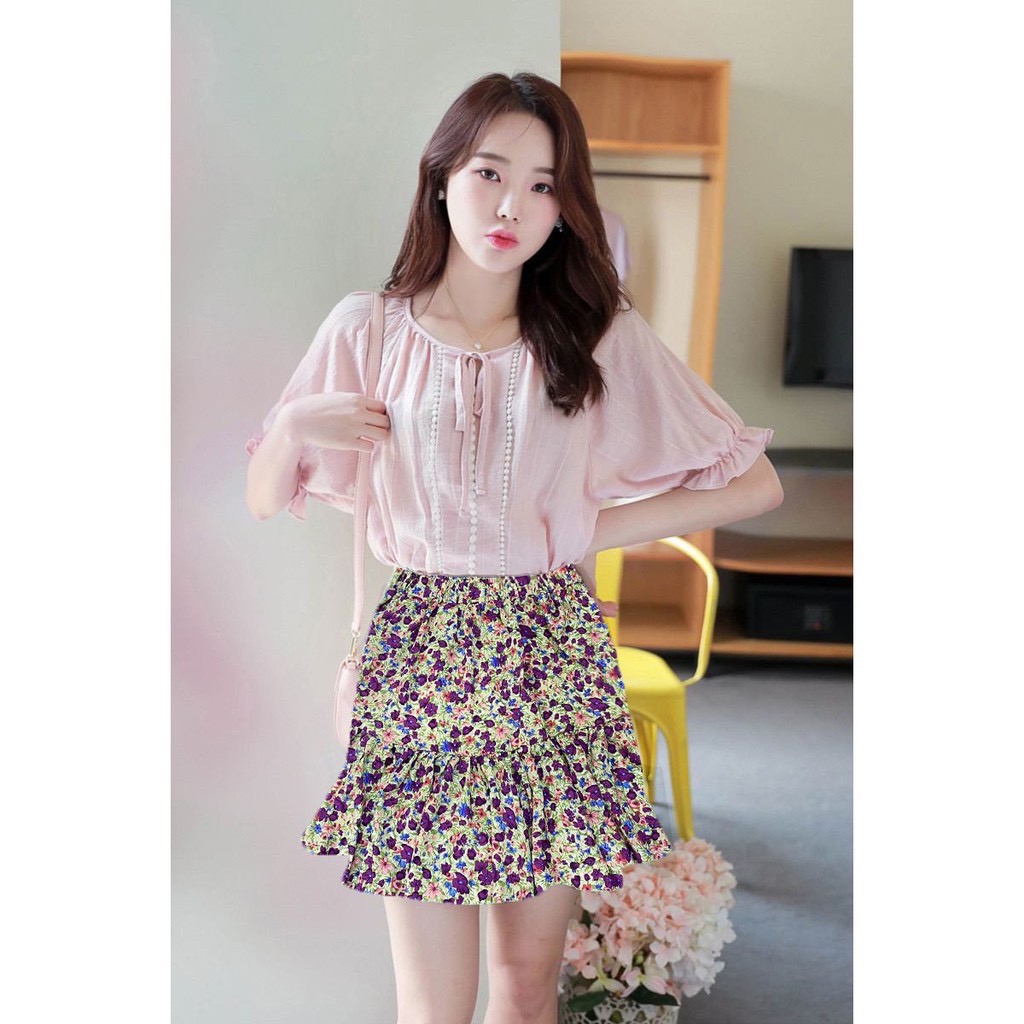 [ẢNH THẬT] Chân Váy Chữ A Hoa Nhí Vintage Hoa Nhí Hai Lớp - Chân Váy NgắN Hàn Quốc Chất Vải Voan Nhật 2 Lớp CV17 | BigBuy360 - bigbuy360.vn