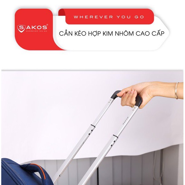 Vali Kéo Vải Du Lịch SAKOS  ELITE 6 - Size M (26inch)/ Ký Gửi (Trung) - Khóa TSA - Chống Thấm, Trượt Nước