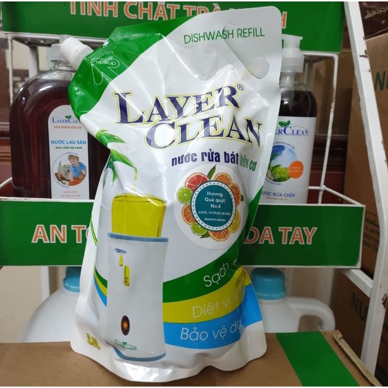 Nước rửa chén bát hữu cơ Layer Clean hương Quả Hồng 2L