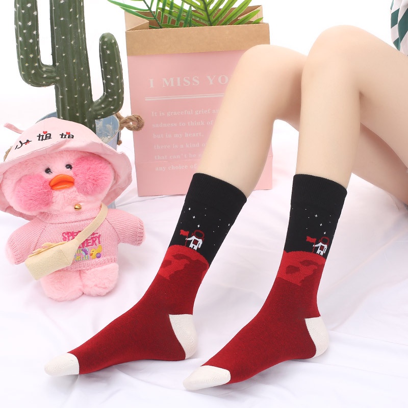 Vớ cổ cao WAFNHA D591 in họa tiết trừu tượng phong cách retro thời trang