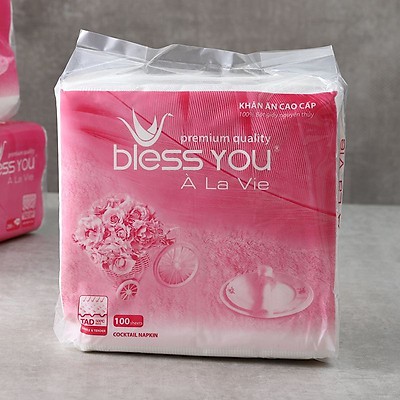 Khăn ăn vuông bless you 100 tờ àlavi lớn 33*33cm