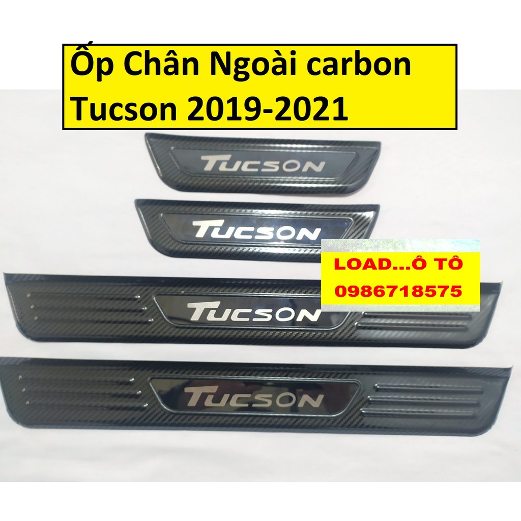 Ốp Bậc Cửa, Nẹp Bước Chân Ngoài Xe Huyndai Tucson 2018-2021 Vân carbon Cao Cấp