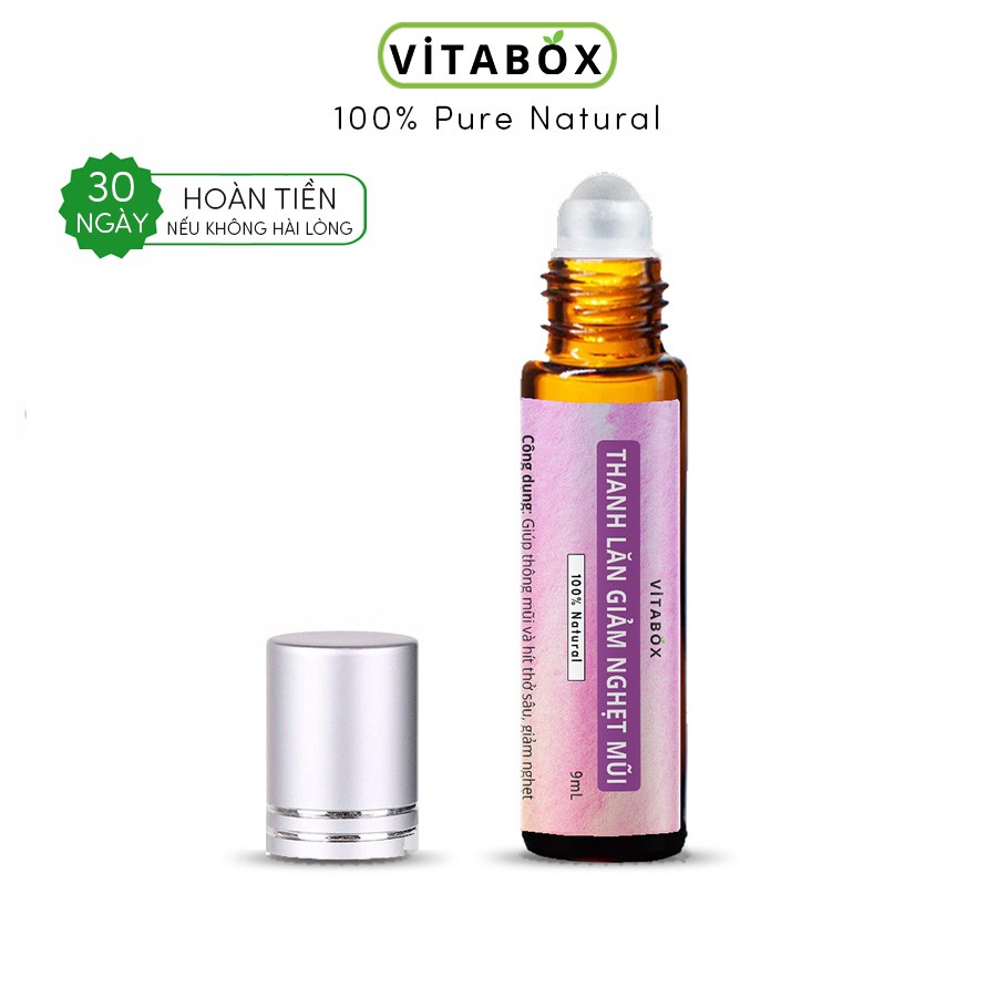 Thanh lăn tinh dầu giảm nghẹt mũi VITABOX - 100% thiên nhiên - 9mL