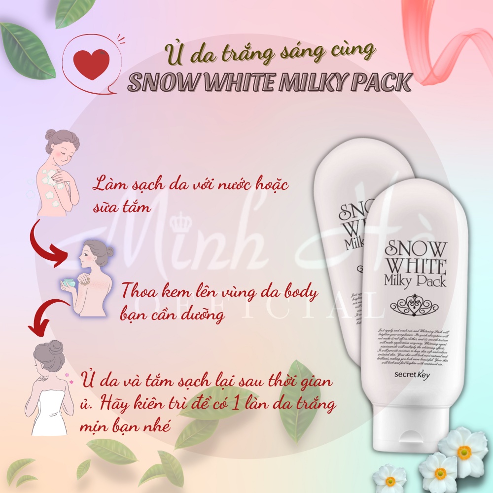 Kem dưỡng trắng da toàn thân Secret Key Snow White Milky Pack 200g - Minh Hà Official