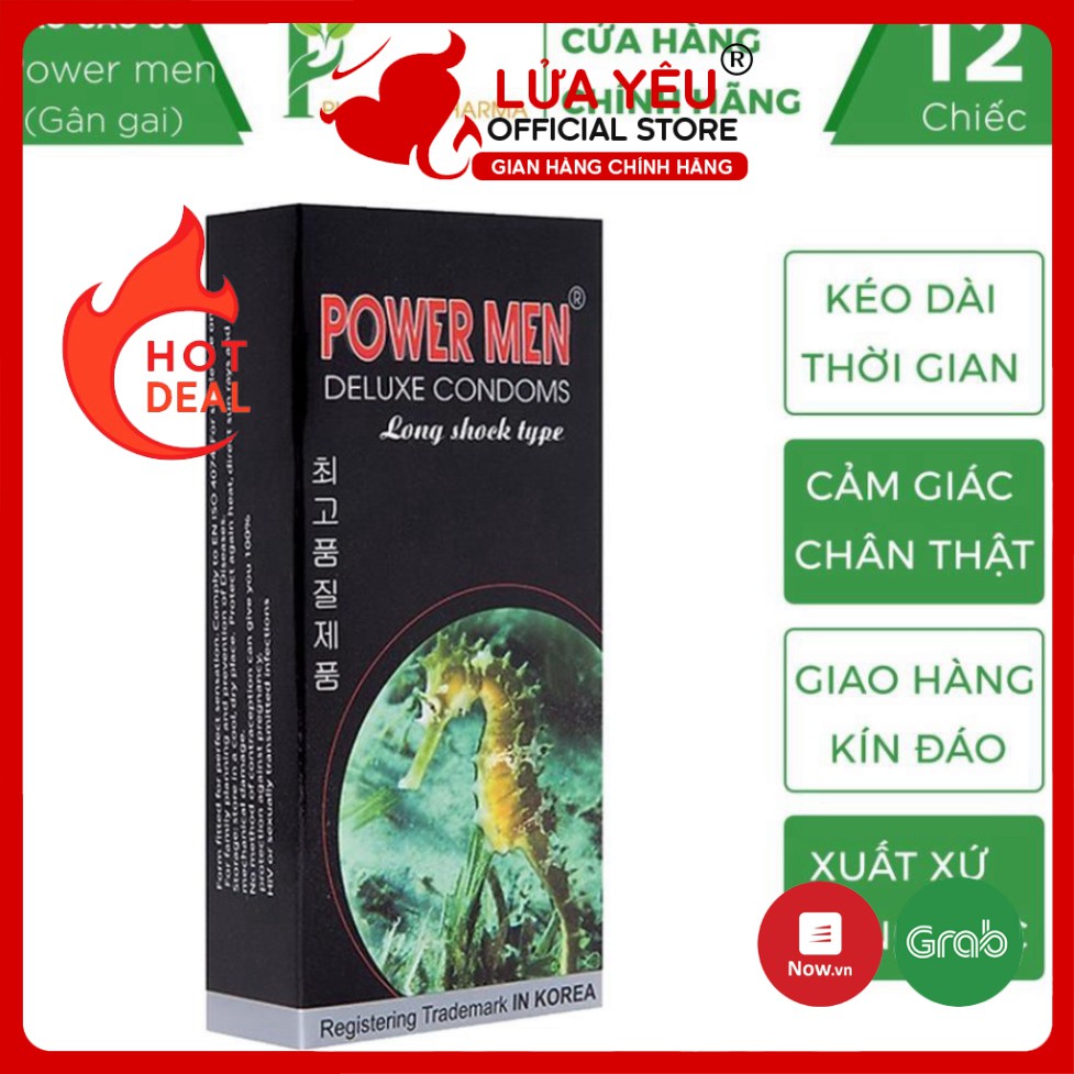 Bao Cao Su Gân Gai Kéo Dài Thời Gian (hộp 12 cái) - bcs Power Men Đen /áo mưa BCS LỬA YÊU