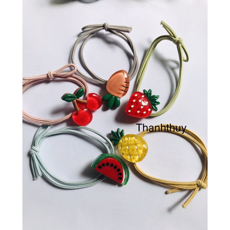 Set 10 dây cột tóc hình Trái cây Lớn, Bóng cực xinh