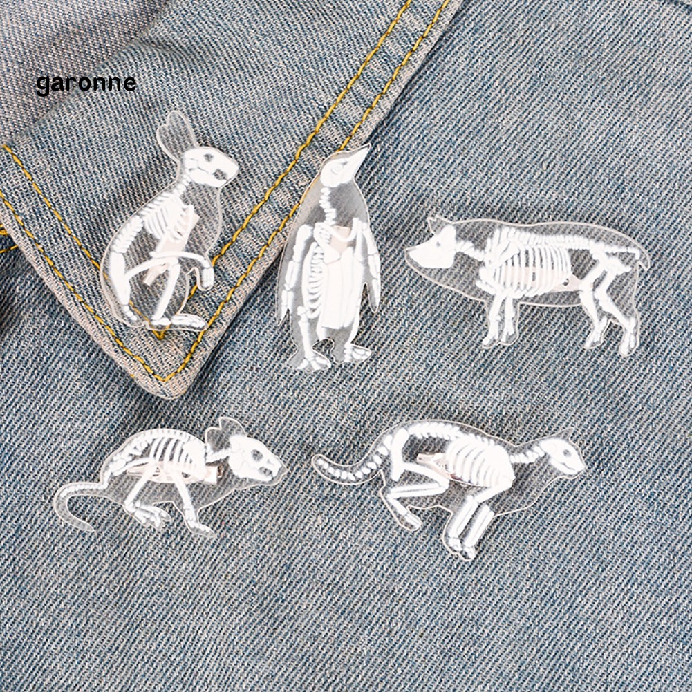 GA_Clear Pig Cat Penguin Rabbit Bird Mouse Brooch Pin Denim Jacket Backpack Badge