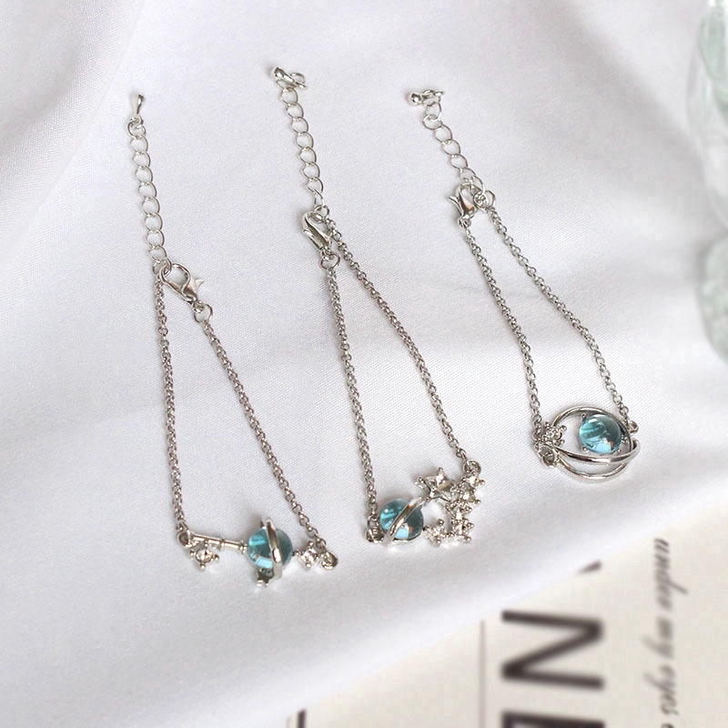 [Mã FAMAYFA giảm 10K đơn 50K] Vòng tay bạc hình chòm sao hành tinh đính đá pha lê xanh dương phong cách Hàn Quốc cho nữ | BigBuy360 - bigbuy360.vn