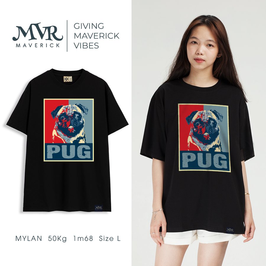 Áo thun unisex cổ tròn Chú chó Pug dễ thương cho sen iu boss MVR  KK3843