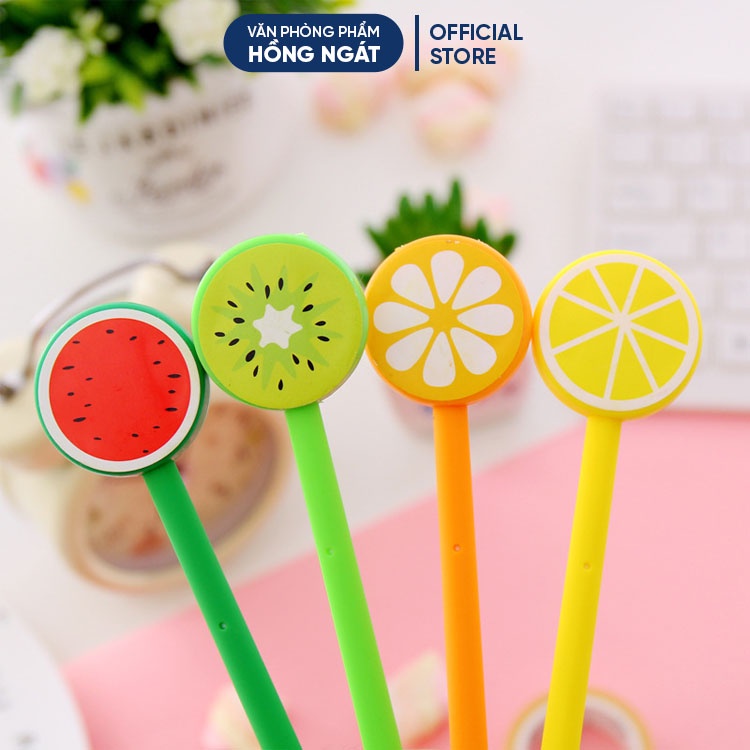 Bút bi cute hình hoa quả, bút bi nước mực gel đen ngòi 0.5mm nhiều màu dễ thương đồ dùng học tập B09