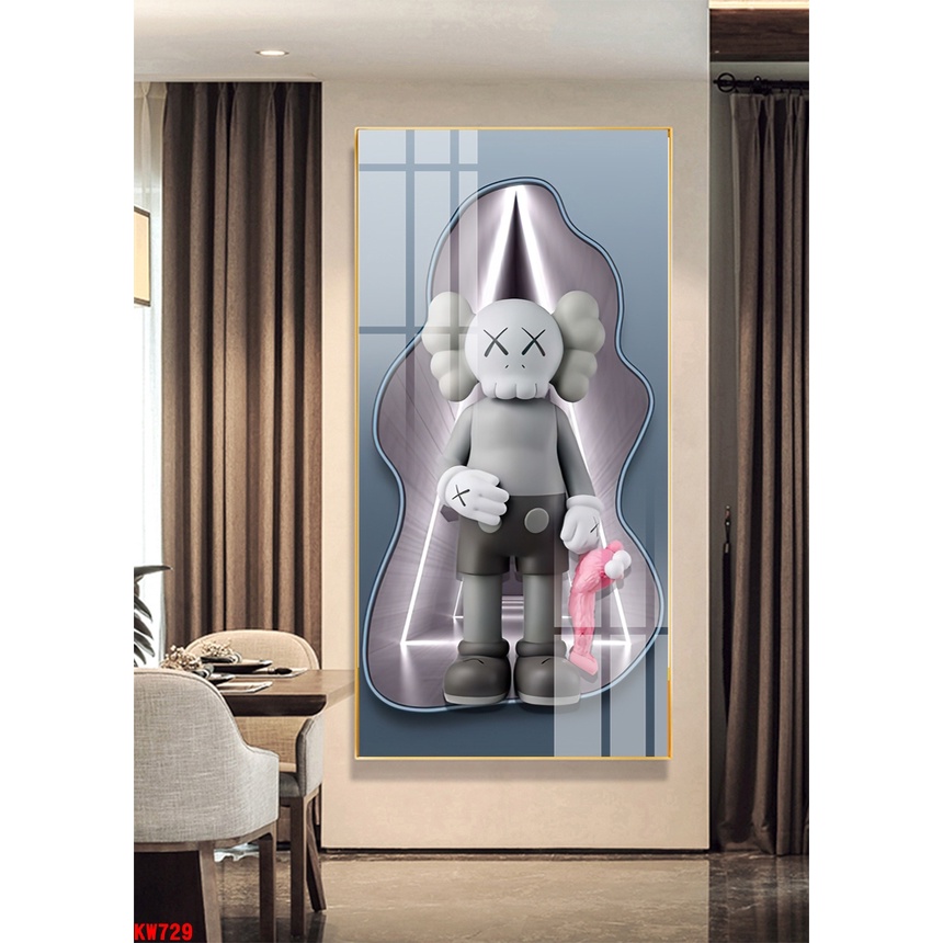 [ 60 x 90 cm KHỔ LỚN TRÁNG GƯƠNG CAO CẤP] chú Gấu Kaws Toy Treo Tường Bearbrick decor trang trí MELYHOME