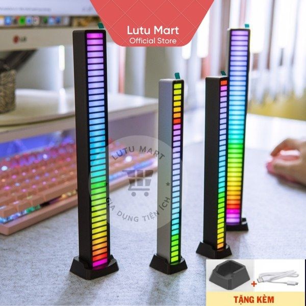 Đèn Led Cảm Ứng Âm Thanh RGB Nhấp Nháy Theo Nhạc, Trang Trí Ô Tô, Máy Tính Để Bàn, Sạc Pin - Lutu Mart