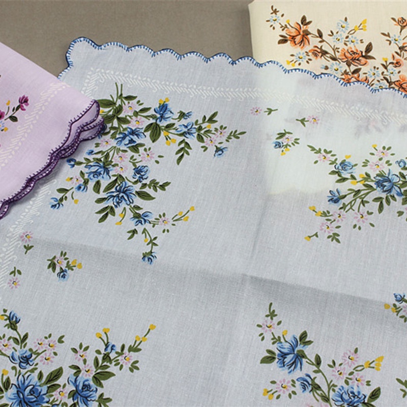 Set 3 Khăn Tay Cotton In Hoa Thời Trang Nữ Tính