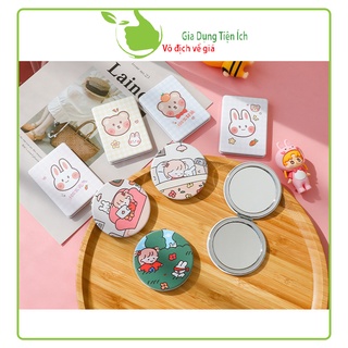 Gương cầm tay mini 2 mặt bỏ túi chắc chắn, Gương cầm tay mini Hàn Quốc siêu cute