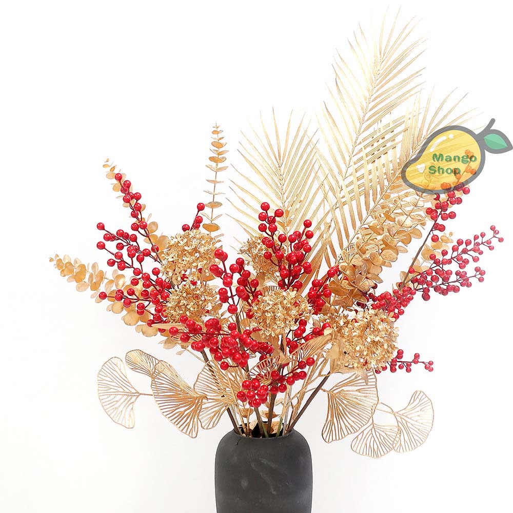 Cành Lá Táo Vàng, Cành Lá Tim Đuôi Công Vàng Decor Trang Trí