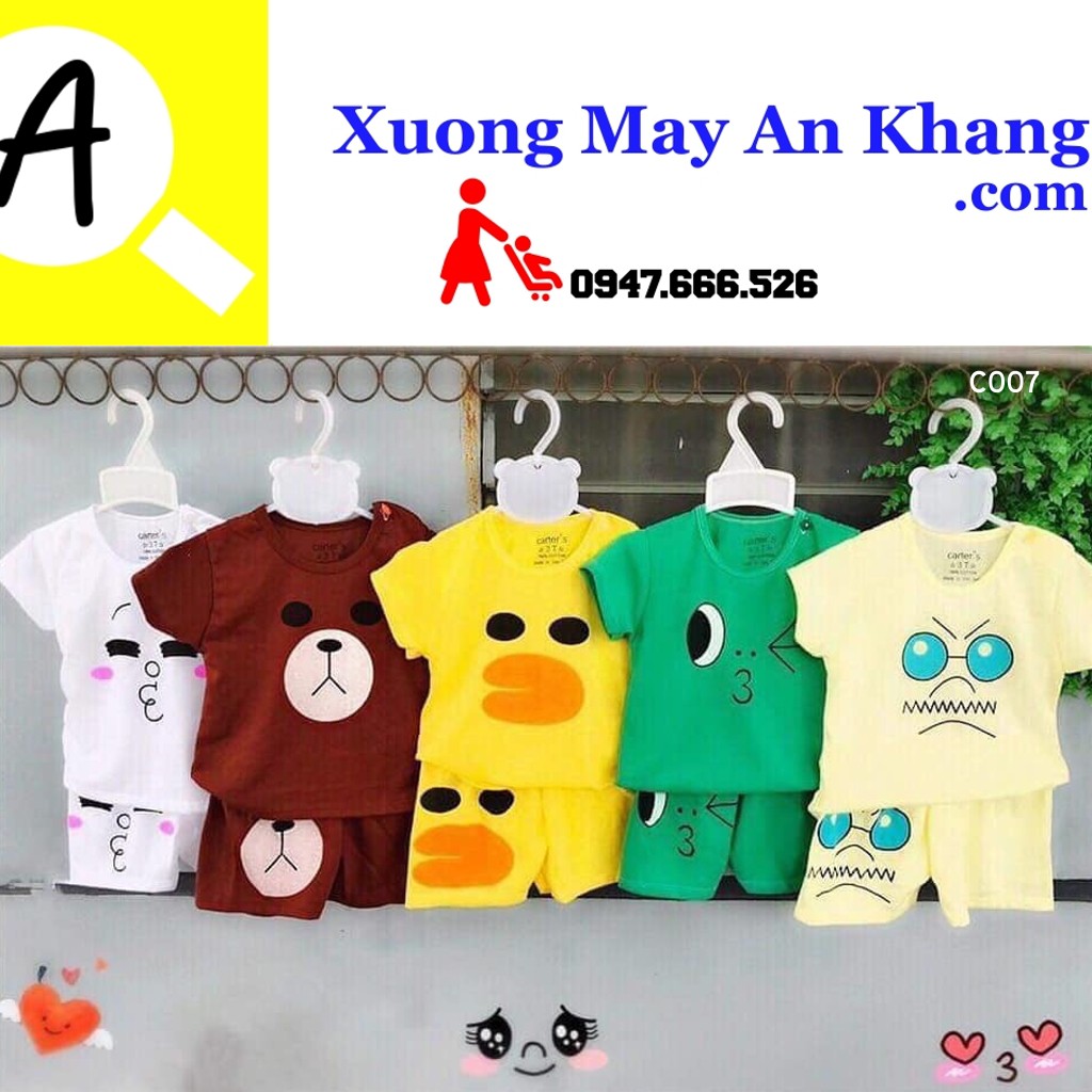 Set 5 bộ cộc tay cho bé trai bé gái 100% cotton cho bé từ sơ sinh 3kg-13kg