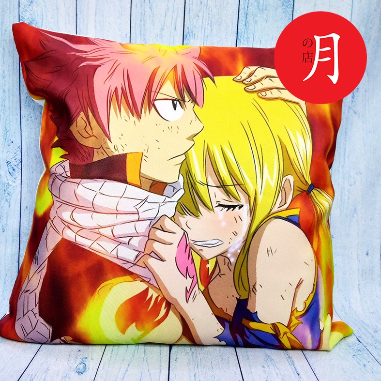 Gối vuông tựa lưng anime 40x40cm 1 mặt Fairy Tail Hội Pháp Sư