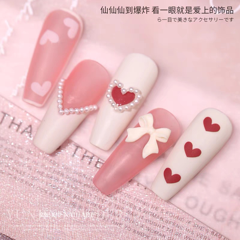 Set charm trang trí 2 cánh 3 màu đính móng nail manh219