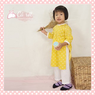 Áo dài cách tân bé gái thiết kế, áo dài chấm bi thương hiệu Cà Rốt