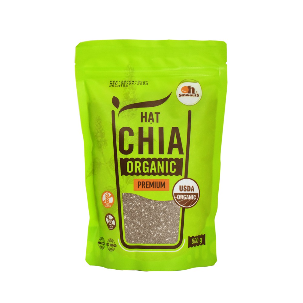 Hạt Chia Đen Hữu Cơ Smile Nuts Túi 500g - Nhập Khẩu Từ Nam Mỹ