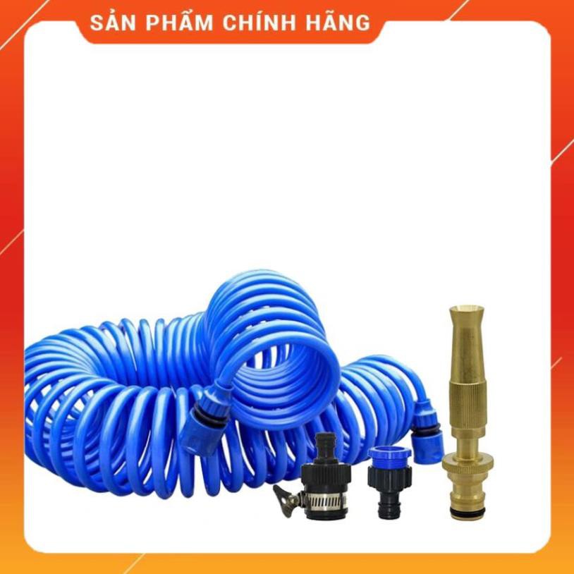 Bộ vòi xịt nước tưới cây đa năng tăng áp lực nước kèm dây tưới dạng lò xo co dãn 587814 loại 10m