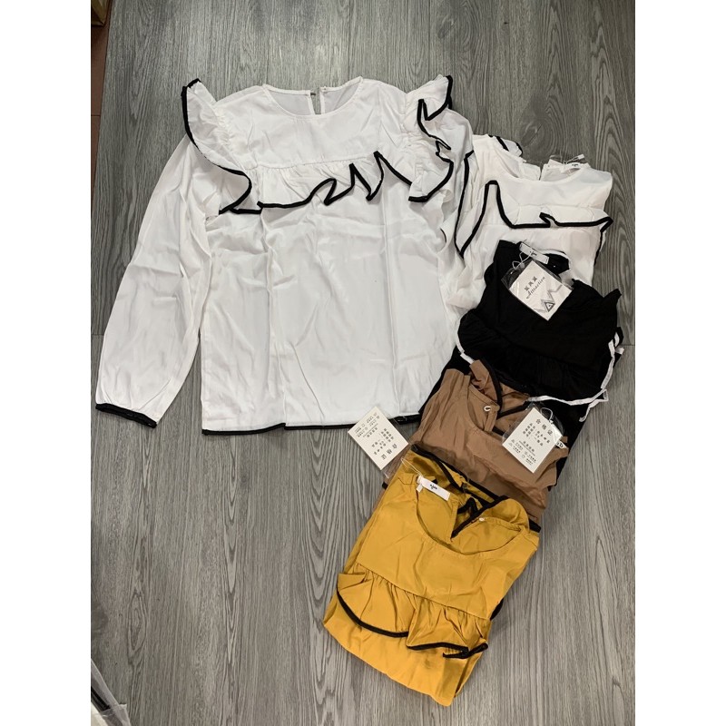 ÁO KIỂU BÈO VIỀN ĐEN MS12118