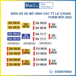 Biển số xe mô hình 1 bộ gồm 2 biển dài và 1 biển vuông các tỷ lệ 1/24 1/18 1/32