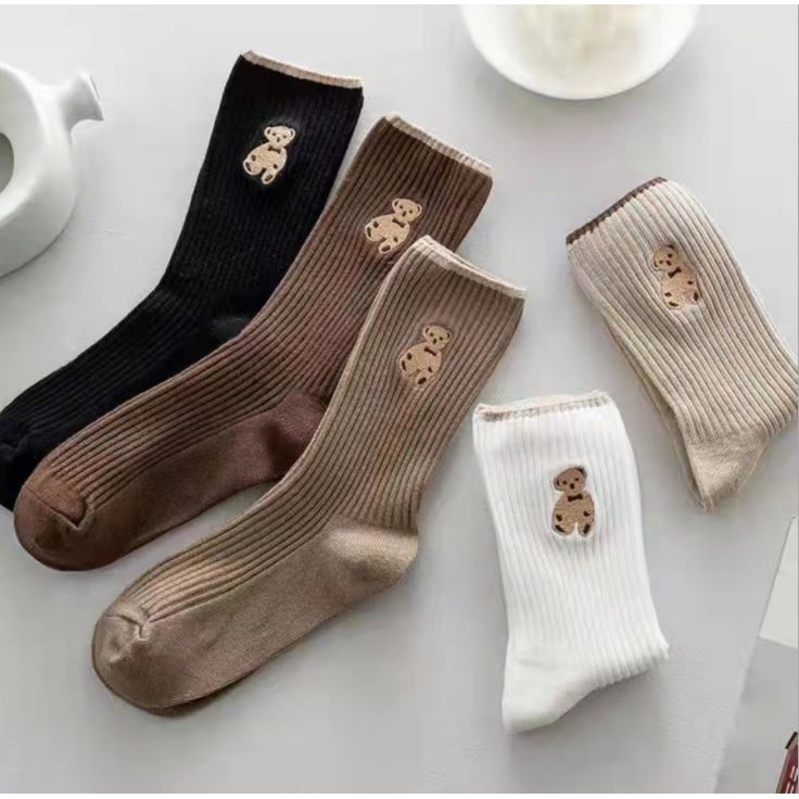 Set 5 Đôi Tất Vớ Nữ Cao Cổ Gấu Ms.Coffe Nhiều Màu