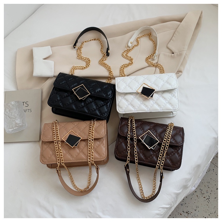 Túi xách đeo vai JASMIN NOIR vải da PU nhỏ nhắn thiết kế chuỗi dây xích cá tính cho phái nữ