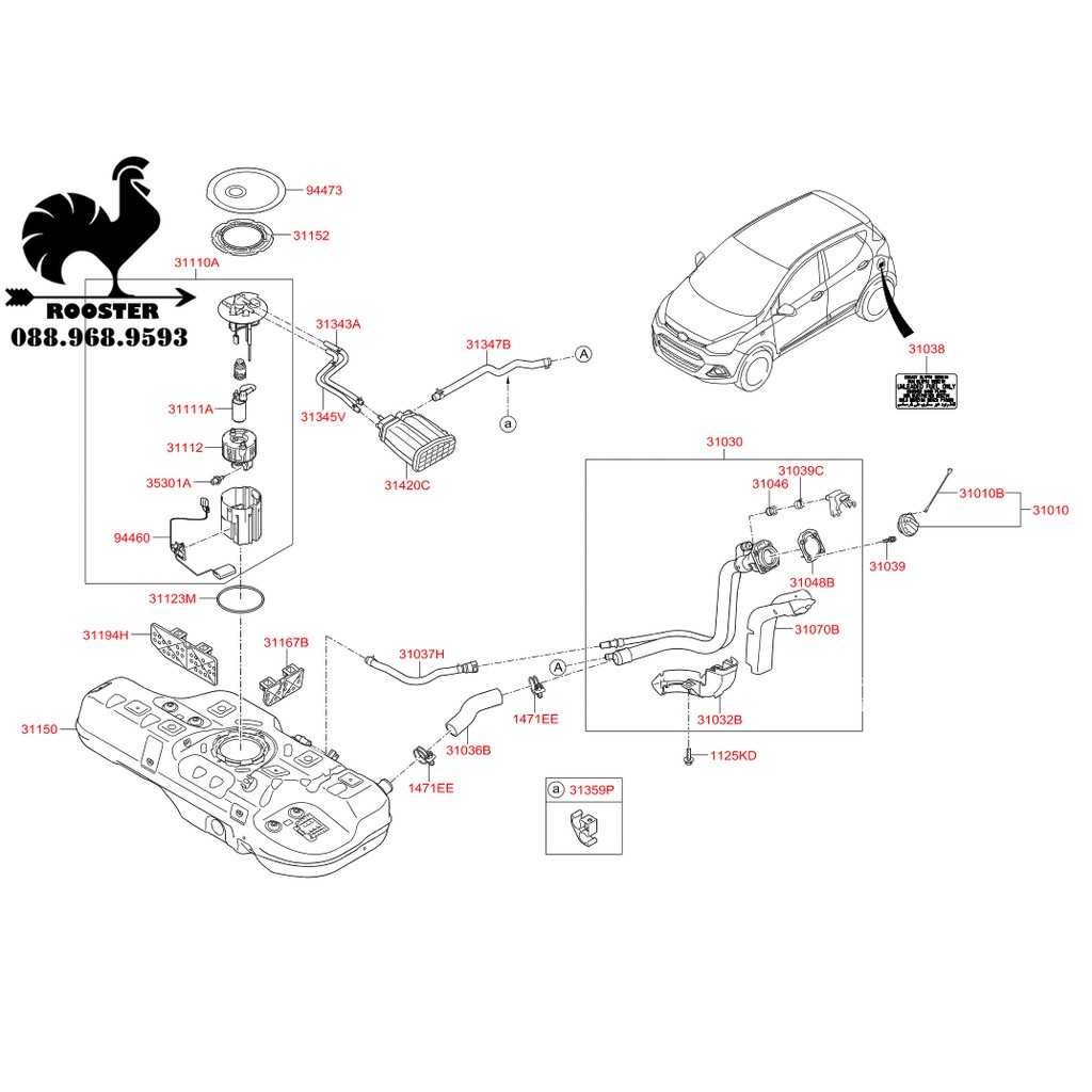 Lọc xăng, lọc nhiên liệu trong thùng xe i10, Accent, Santafe (Mã: 311121R000/311121R100) - Phụ tùng ô tô an Huê