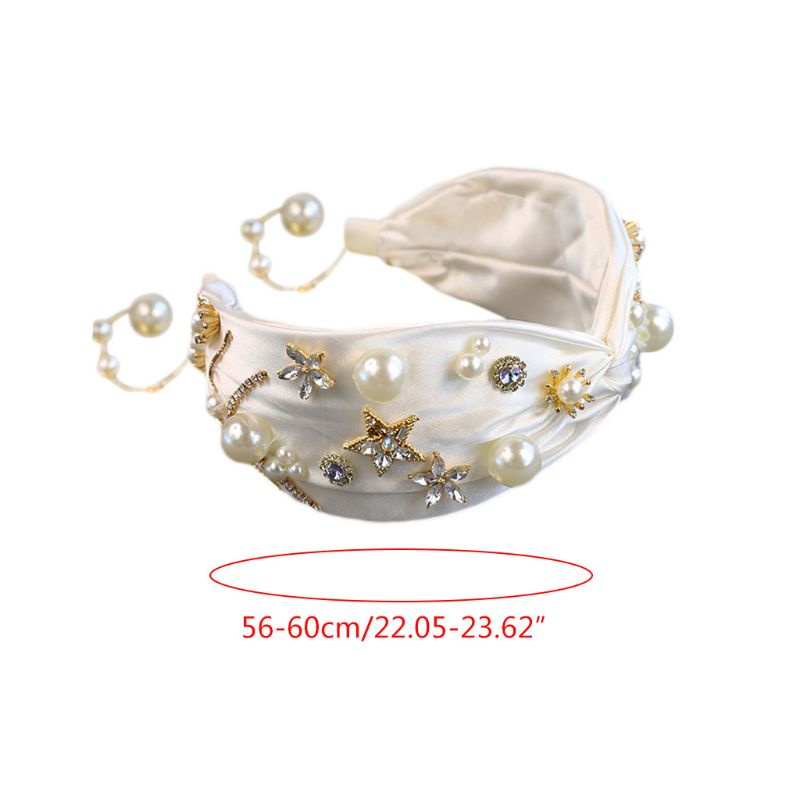 Băng Đô Cài Tóc Đính Hạt Ngọc Trai Giả Bằng Satin Cho Cô Dâu