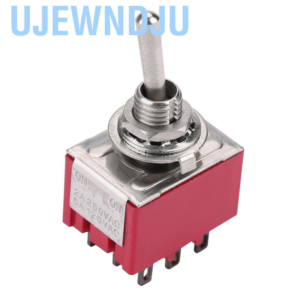 Ujewndju 5×Mini Toggle Switch 3PDT 2 Position ON-ON 9-PIN 250V 2A 120V 5A Red MTS-302 lsy