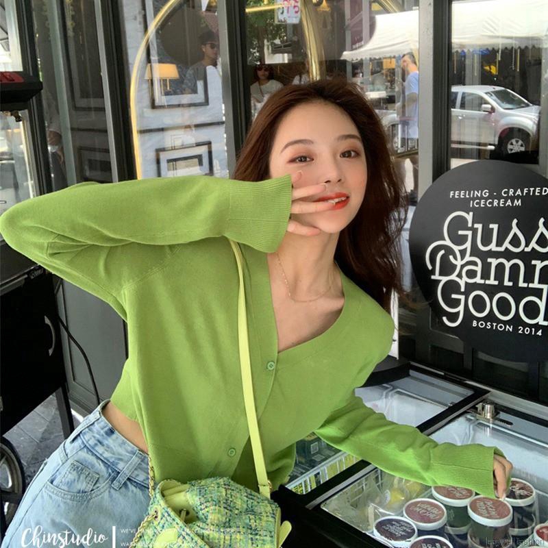 [Baywellfashion]Áo khoác Cardigan dệt kim phối nút thiết kế cổ chữ V thanh lịch | BigBuy360 - bigbuy360.vn