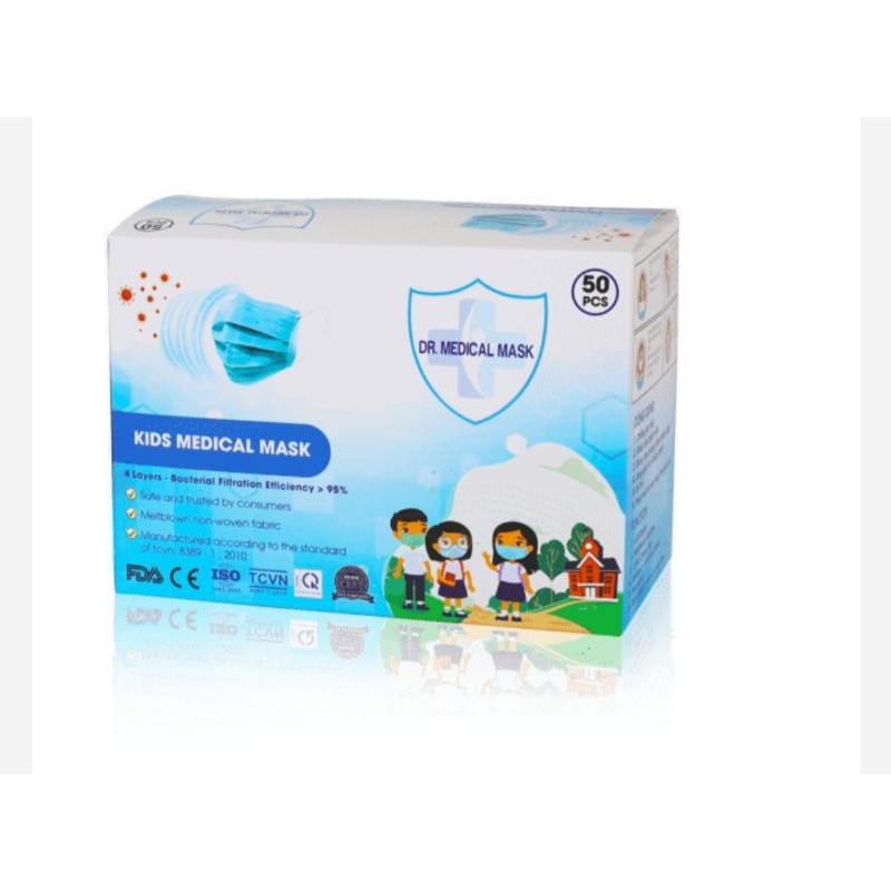 Khẩu Trang Y Tế Trẻ Em Hoạt Hình 4 lớp Kids Medical Mask - 50 Miếng