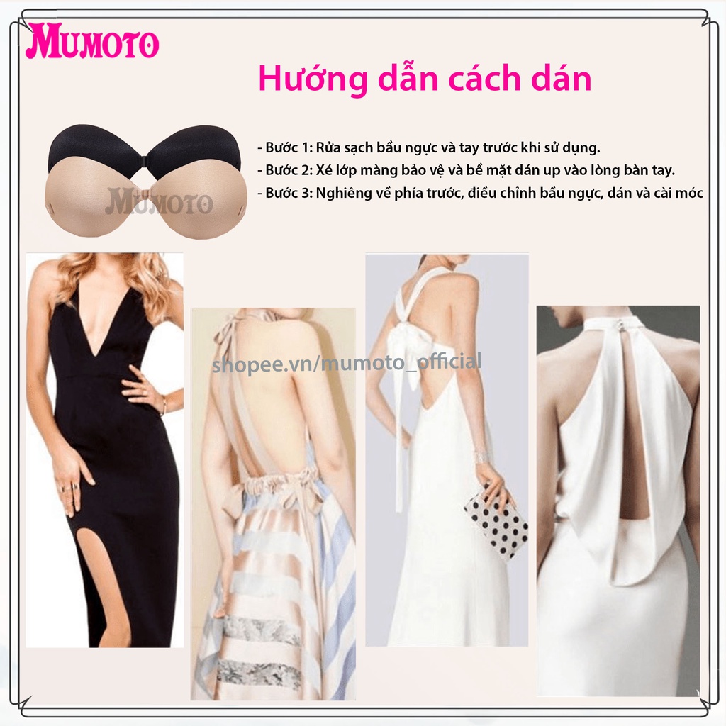 Miếng dán nâng ngực silicon siêu nâng bám dính, áo bra dán ngực cài trước - MUMOTO