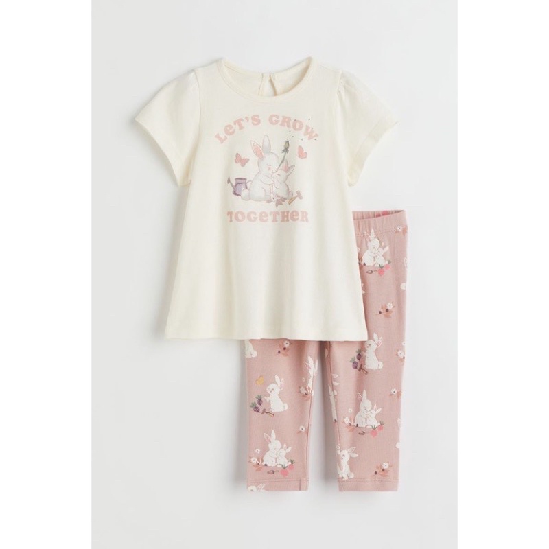 Bộ cotton thỏ hồng HM chính hãng