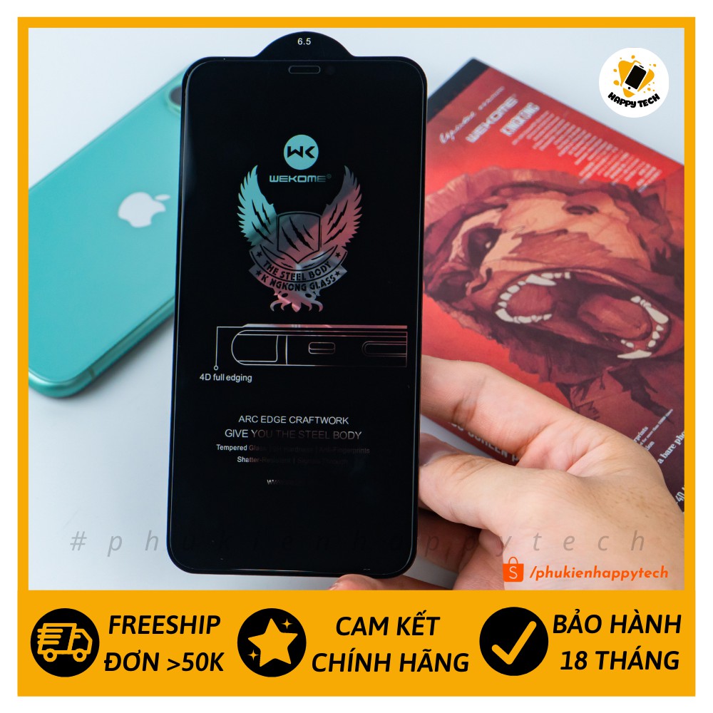 Kính cường lực chống nhìn trộm iPhone KINGKONG chính hãng WK full màn chống va đập, chống bám vân tay, siêu mỏng