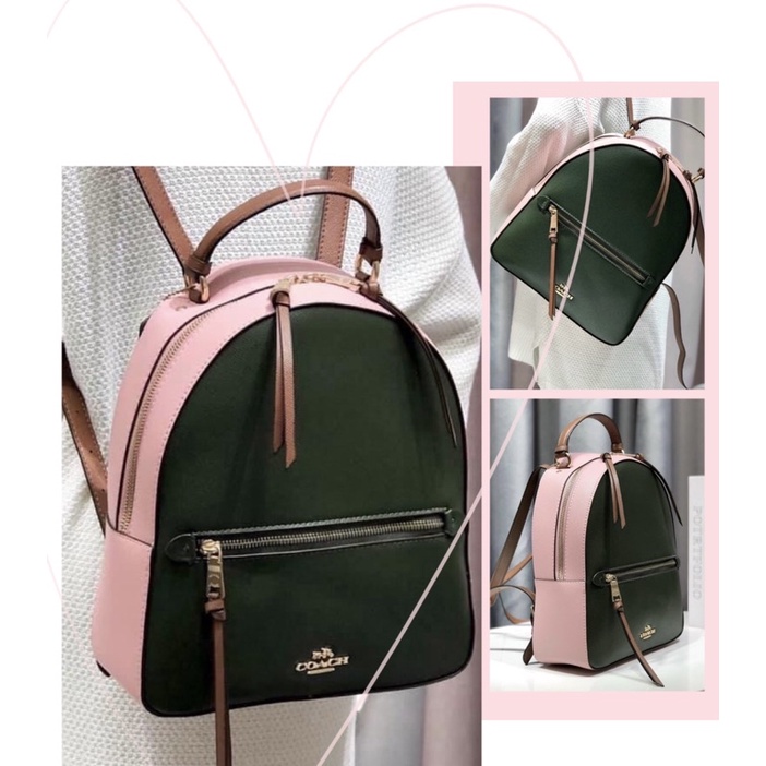 TNS-Balo nữ form vuông thời trang jordyn backpack-tone xanh rêu phối hồng