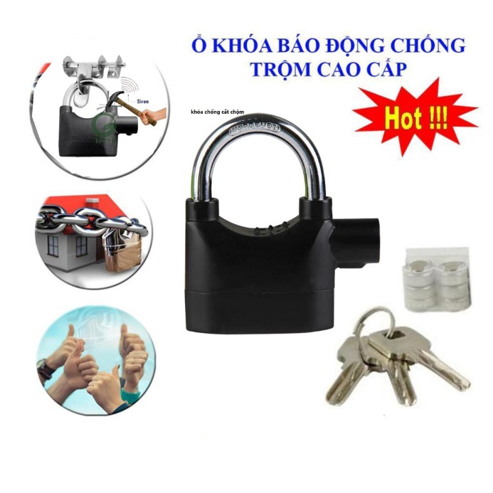 Bộ Khóa Chống Trộm, Ổ Khóa Chống Trộm Báo Động Thông Minh Chống Cắt Dùng Cho Khóa Cửa Khóa Xe