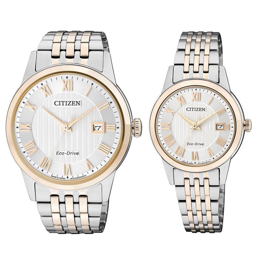 Đồng Hồ Đôi Citizen Dây Thép Không Gỉ AW1234-50A (Nam) FE1084-51A (Nữ)