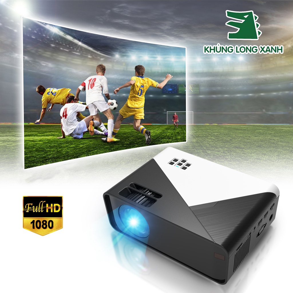 Máy chiếu KHỦNG LONG XANH T1080 hỗ trợ hd+,kết nối không dây với latop,hdmi, vga, av, tivibox, điện thoại...