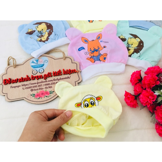 MŨ TAI THỎ BO GẤU CHO BÉ SƠ SINH 0-3M