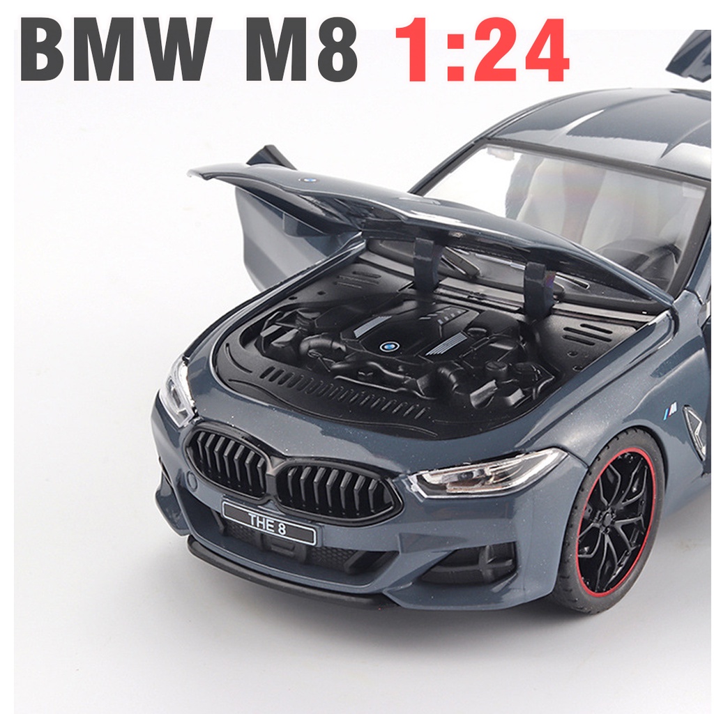 Mô hình xe ô tô BMW M8 tỉ lệ 1:24 xe bằng kim loại có âm thanh và đèn