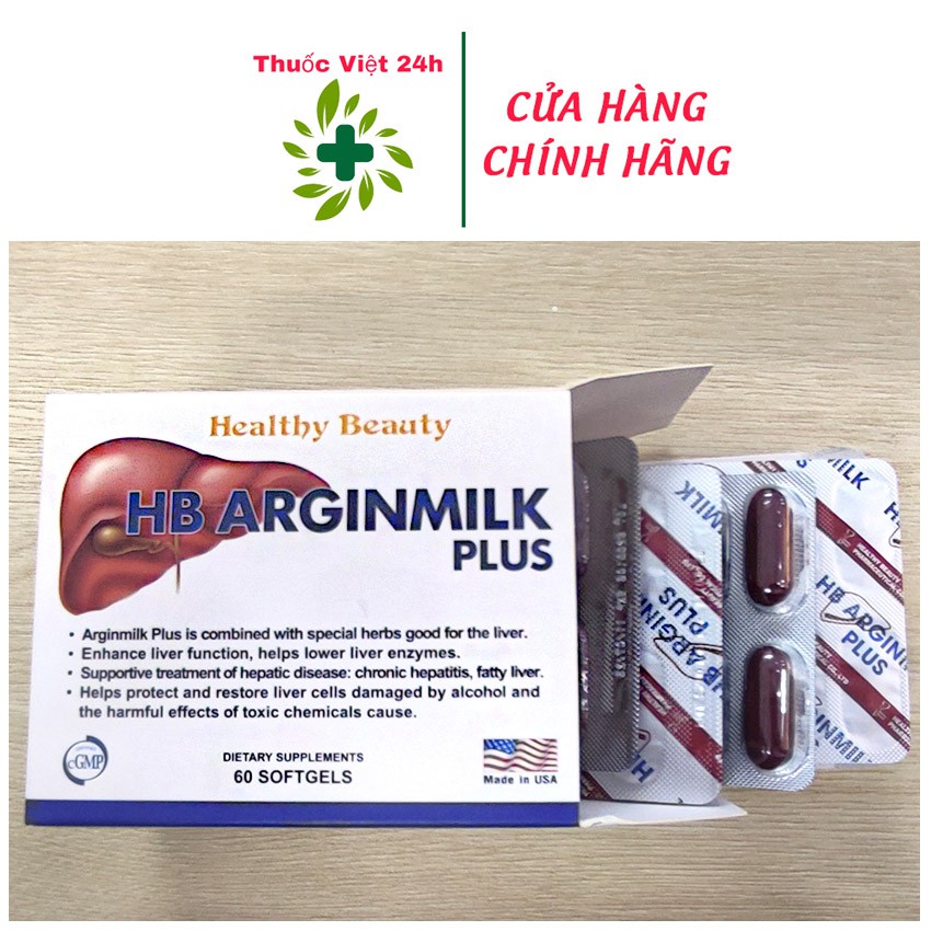 Viên HB ARGINMILK PLUS (Hộp 60 Viên) hỗ trợ tăng cường chức năng gan, giúp bảo vệ gan & hệ miễn dịch - thuocviet24h
