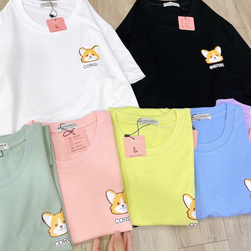 Áo Thun Tay Ngắn UNISEX Chó Corgi - Hình chụp thật
